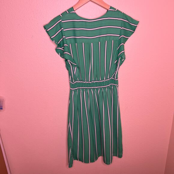 Monteau Green and White Stripe Summer Dress Small - Picture 6 of 12